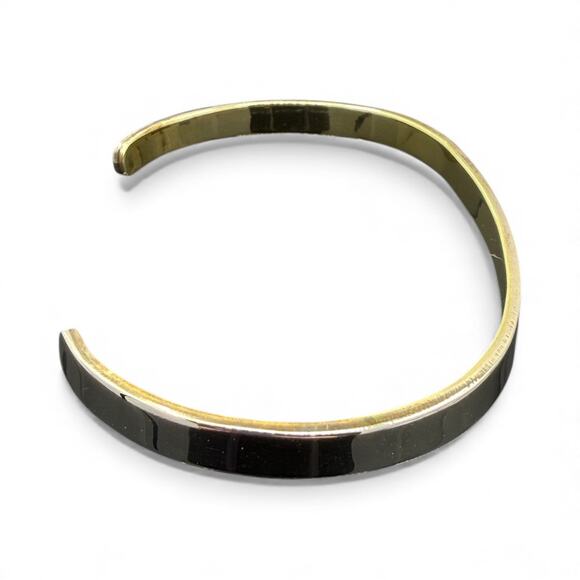 Far Fetched NEVER GIVE UP Cuff Bracelet Mixed Metals Stamped Quote - Picture 3 of 4